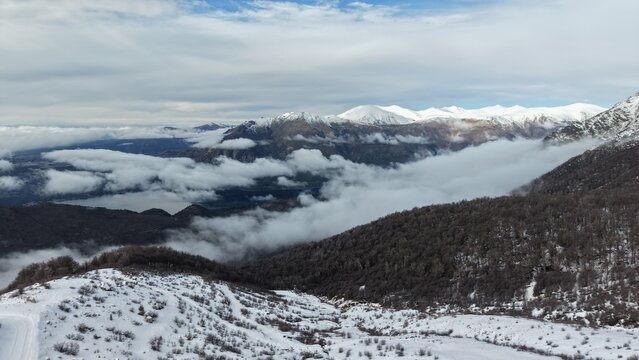 snow-covered mountains, 2,000 meters above sea level