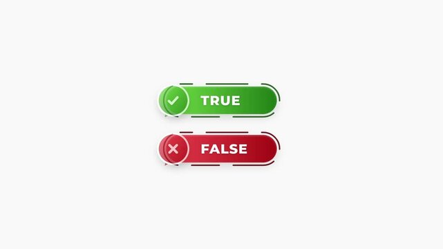 Animated True and False Selection Buttons with Checkmark and Cross Icons