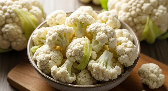 Fresh Cauliflower Florets Close Up with Natural Organic Texture
