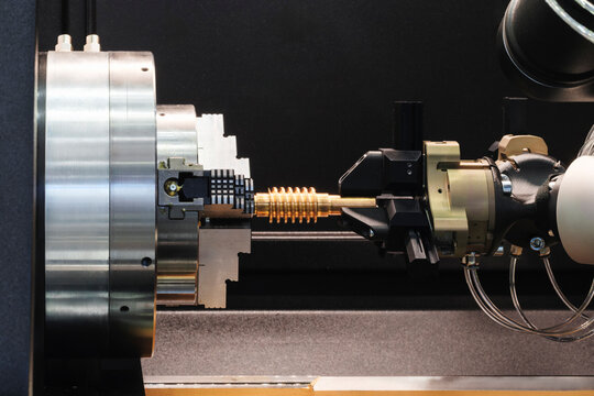 Modern programmable metalworking CNC multifunctional milling drilling grinding tool automatic machine Robotic arm, tech industrial technology background.