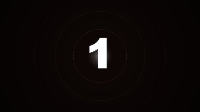 Countdown timer animation with white numbers on a dark circular background