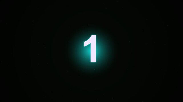 Neon glowing countdown timer with blue light effect on black background