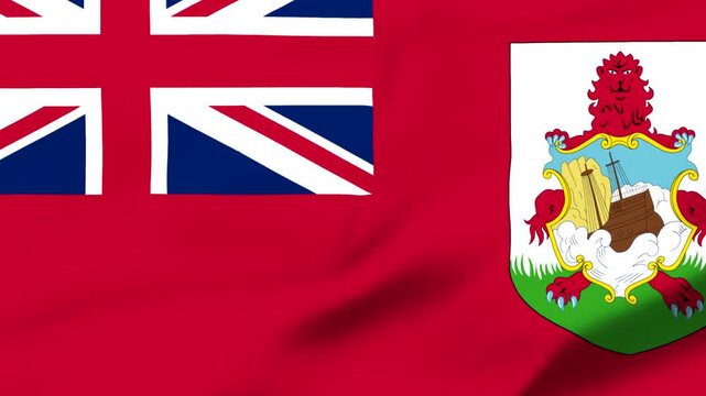Red flag with union jack and coat of arms design