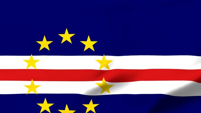 Cape Verde Flag Waving on Wind, Realistic 4K Background Animation