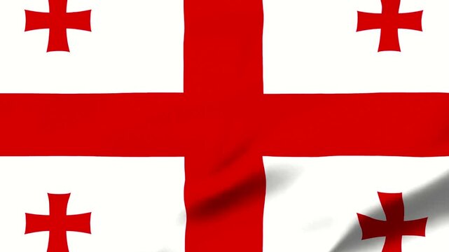 Georgian flag waving with red crosses on white background