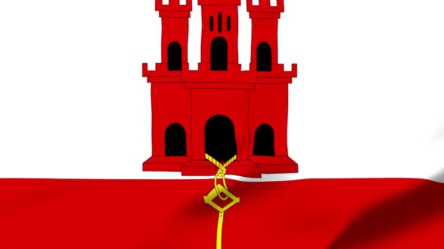 Gibraltar flag featuring red castle and golden key symbol