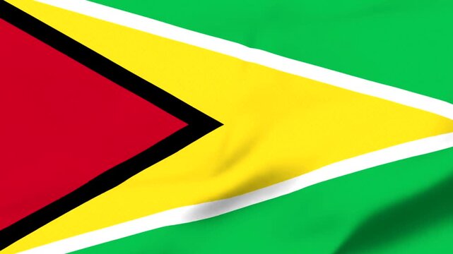 Guyana national flag waving in the wind with vibrant colors