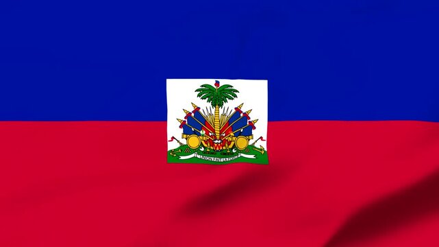 Haiti flag with coat of arms on transparent background