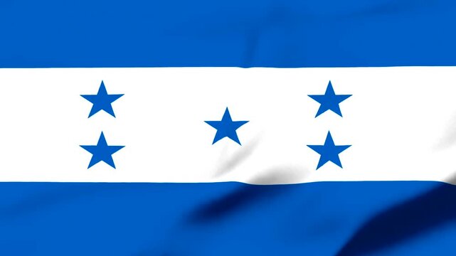 Waving flag of Honduras with blue stars on white background