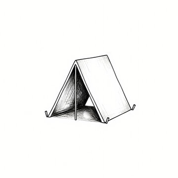 Minimalist sketch of a classic a-frame camping tent