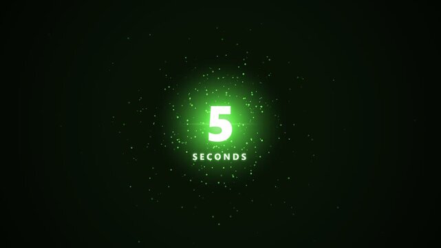 Neon green glowing countdown timer with particle effects