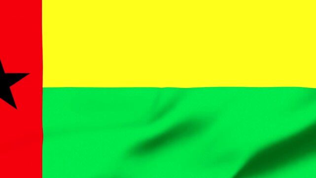 Waving flag of GuineaBissau with red yellow green colors and black star
