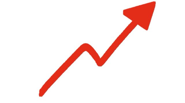 RED hand drawn upward arrow pointing up isolated on transparent background growth trend chart line sketch doodle graphic element for financial business success concepts mark