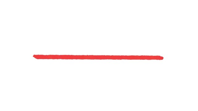 RED paint brush stroke with white highlight lines isolated on transparent background horizontal marker underline banner sketch graphic design art concept