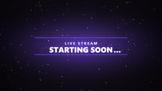 Live stream starting soon text animation with digital grid background
