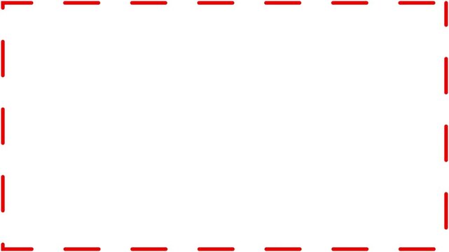 RED dashed rectangle border frame isolated on transparent background dash line box outline geometry graphic design layout template element