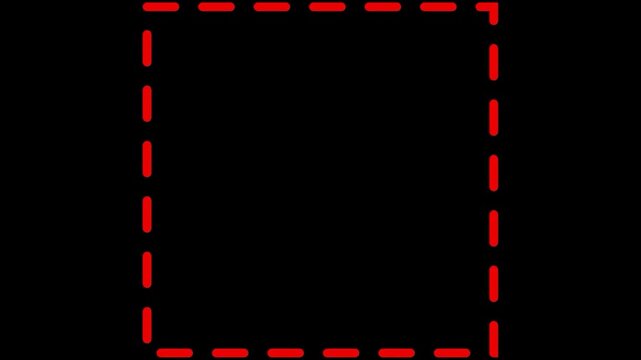 RED dashed square border frame isolated on transparent background dashed line box outline geometry shape banner graphic design layout template elements