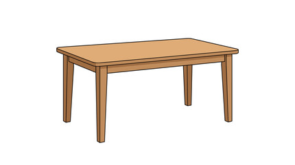 Fototapeta premium Simple wooden dining table with four tapered legs isolated on a white background