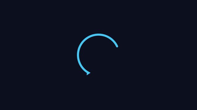 Minimalist blue circular loading spinner animation on dark 4k background, for digital interface, and web ui