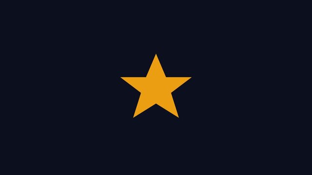 Minimalist gold star rotating in a circle on dark blue animation 4k background, rotation