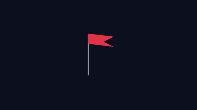 Minimalist red flag animation on dark 4k background, for ui and, digital projects motion, minimalist ui ux