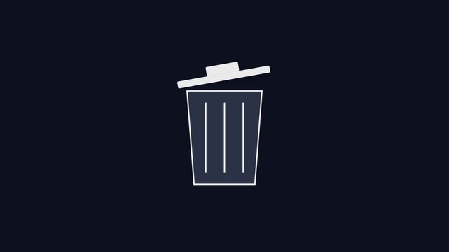 Minimalist trash can animation: digital waste management and delete concept for user interface 4k recycle bin
