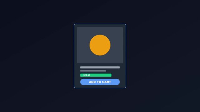 E-commerce add to cart button interface animation with price tag for online shopping and digital marketing projects 4k