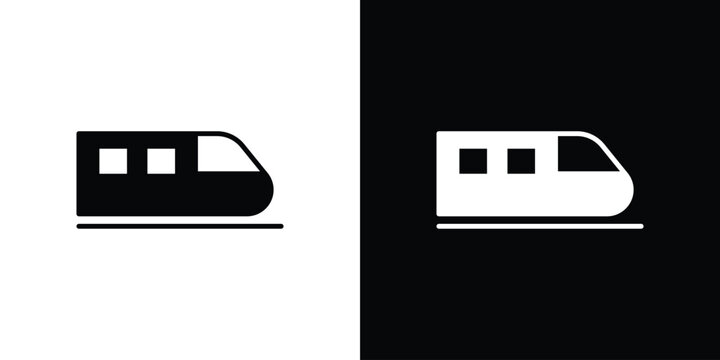 Metro train icon flat symbols pack