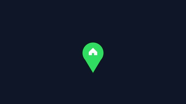 Green home location pin animation for real estate and property mapping services 4k house