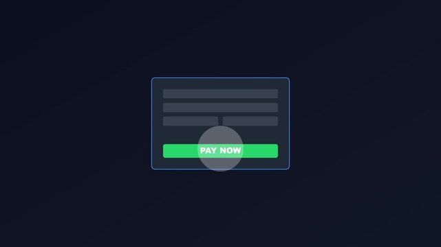 Interactive pay now button click animation for e-commerce checkout ui 4k
