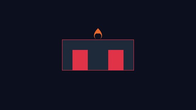 Minimalist animated candle with flickering flame loop, flat for digital interface and web ui animation 4k