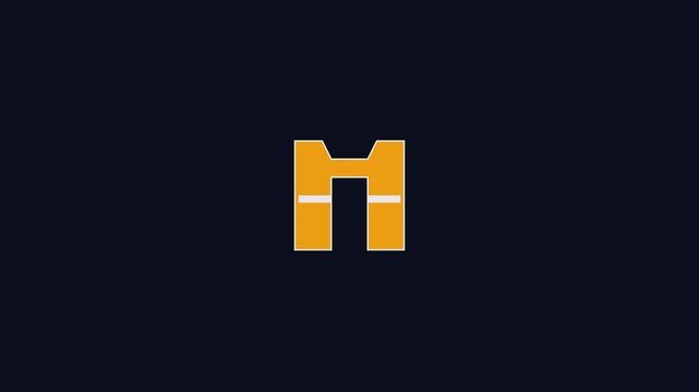 Minimalist letter h animation, modern yellow geometric typography motion 4k motion typography branding
