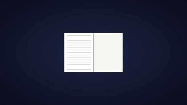 Minimalist notebook page animation with expanding lined paper and blank space for creative text overlay 4k