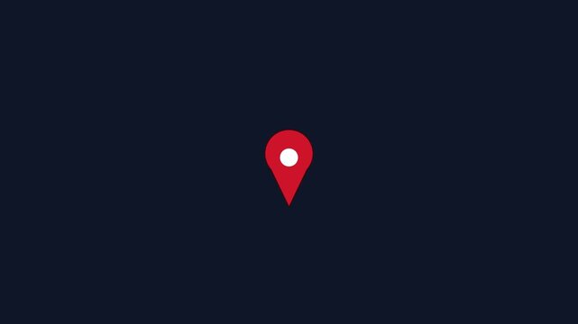 Minimalist red map pin animation on dark 4k background, for location and, navigation concepts, marker
