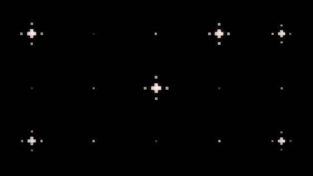 Symmetric Grid of Glowing White Plus Symbols and Crosshairs on Black Background Motion Graphic