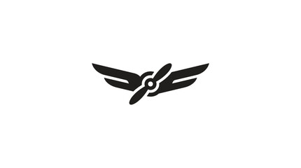 Black airplane propeller logo symbol. © Kuku