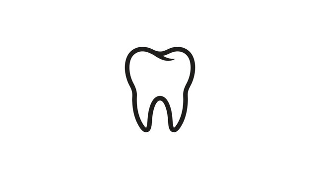 Dental Tooth Icon Line Art.