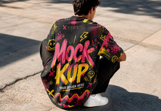 T Shirt Concrete Pavement Mockup