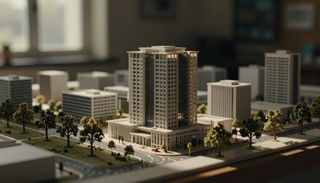 Architectural Model of Modern Cityscape