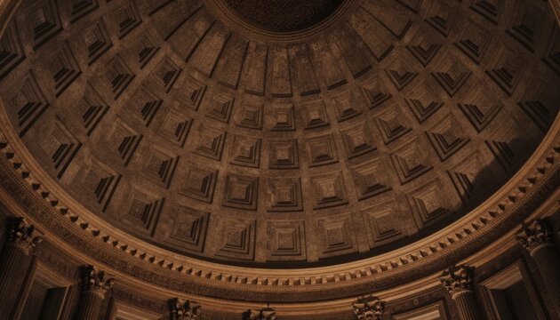 Coffered Dome Ceiling of the Pantheon in Rome