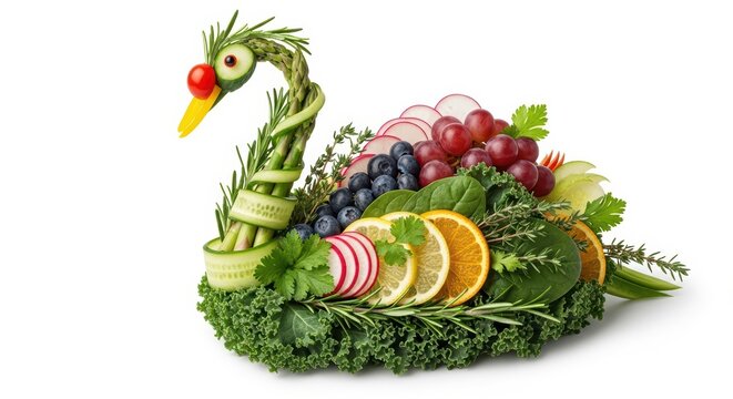 Swan vegetable carving, creative food art