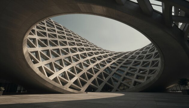 Futuristic Parametric Architecture with Geometric Lattice Structure