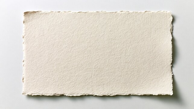 Handmade deckle edge paper sheet isolated on white background