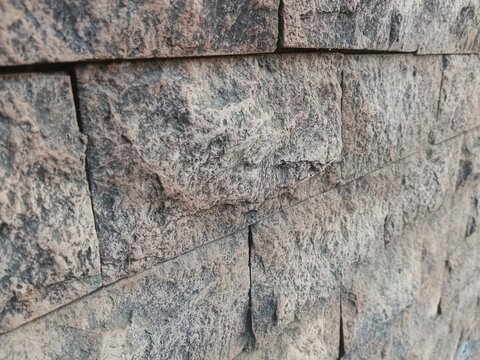 Rectangular stone wall texture relief, 3D background for rendering and materials, aesthetic and vintage wallpaper.