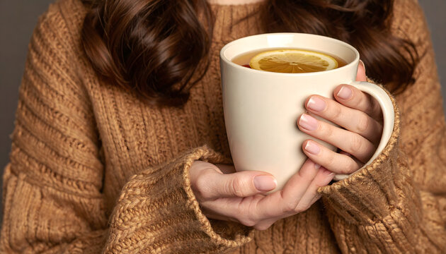 Sweater Wrapped Hands Cupping Hot Drink