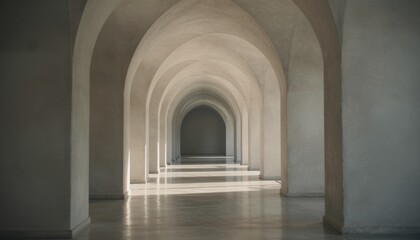Fototapeta premium Minimalist Stone Arched Corridor Perspective