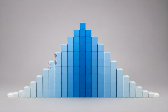 Normal distribution model formed from stacked blocks creating smooth bell-shaped silhouette without labels visually balanced