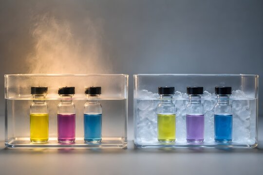 Le Chatelier Principle Learning Setup with Sealed Colored Solutions in Warm and Cool Baths Demonstration