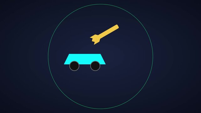 Minimalist car and rocket animation loop: abstract motion for technology and innovation projects 4k