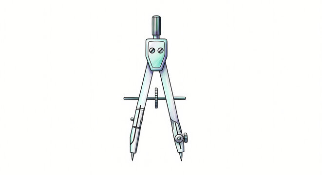 Classic metal technical drawing compass for geometry and architecture